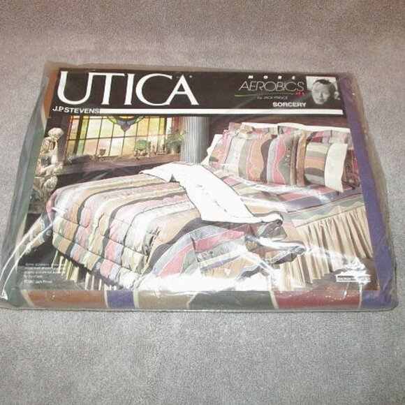 Vtg Utica by J.P. Stevens Sorcery Full Flat Sheet Percale Rainbow Stripe Artsy - Picture 1 of 10